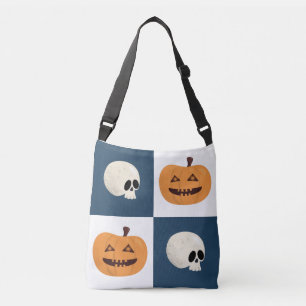 Skulls and Pumpkins Checks Crossbody Bag