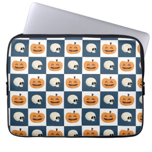 Skulls and Pumpkins Checks Laptop Sleeve