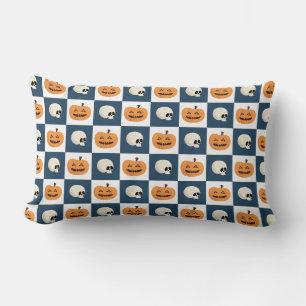 Skulls and Pumpkins Checks Lumbar Cushion