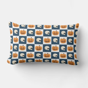 Skulls and Pumpkins Checks Lumbar Cushion
