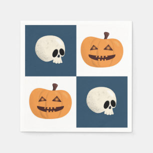 Skulls and Pumpkins Checks Napkin