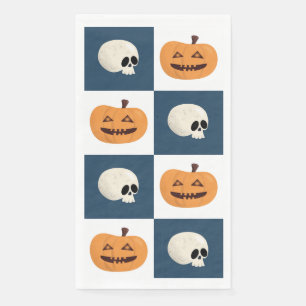 Skulls and Pumpkins Checks Napkin
