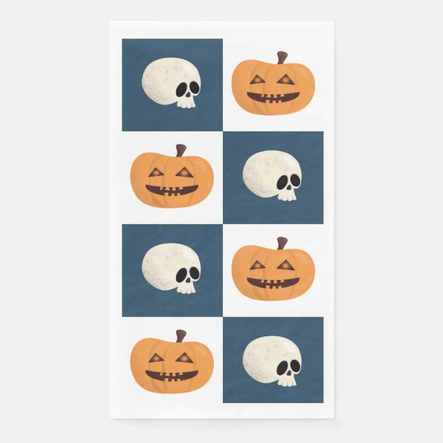 Skulls and Pumpkins Checks Napkin (Front)