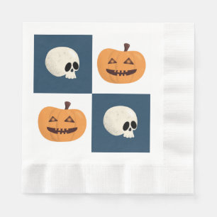 Skulls and Pumpkins Checks Napkin