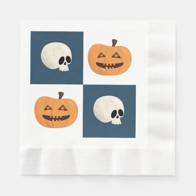 Skulls and Pumpkins Checks Napkin (Front)