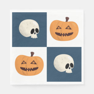 Skulls and Pumpkins Checks Napkin