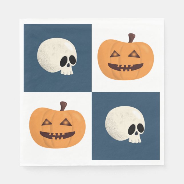 Skulls and Pumpkins Checks Napkin (Front)