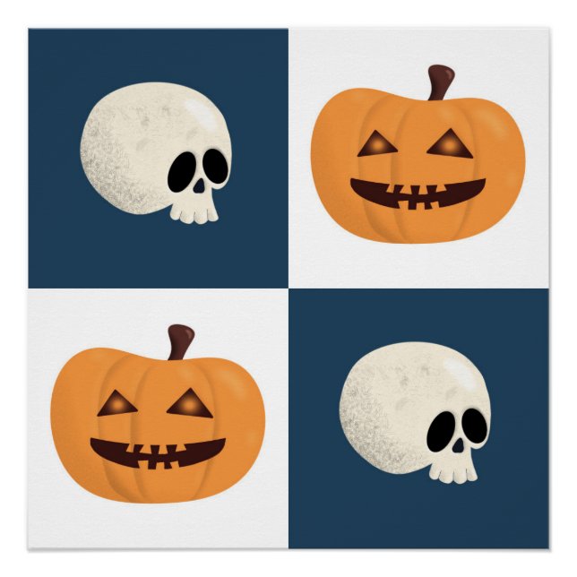 Skulls and Pumpkins Checks Poster (Front)
