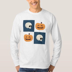 Skulls and Pumpkins Checks T-Shirt