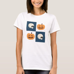 Skulls and Pumpkins Checks T-Shirt