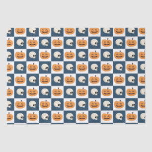 Skulls and Pumpkins Checks Tissue Paper