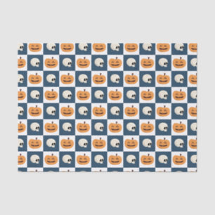 Skulls and Pumpkins Checks Tissue Paper