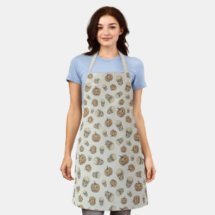 Skulls and Pumpkins Halloween Pattern Apron