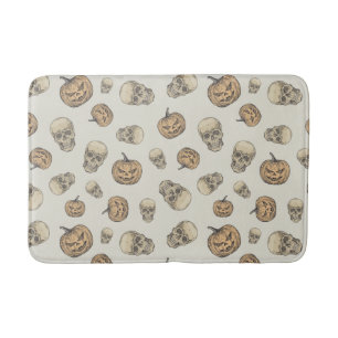 Skulls and Pumpkins Halloween Pattern Bath Mat
