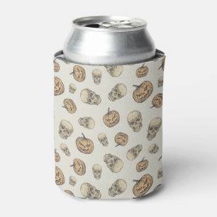 Skulls and Pumpkins Halloween Pattern Can Cooler