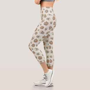 Skulls and Pumpkins Halloween Pattern Capri Leggings