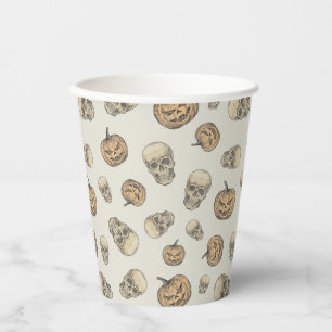 Skulls and Pumpkins Halloween Pattern Paper Cups