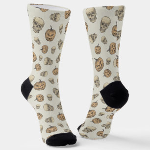 Skulls and Pumpkins Halloween Pattern Socks