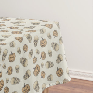 Skulls and Pumpkins Halloween Pattern Tablecloth