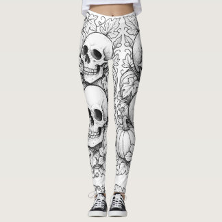 skulls and pumpkins leggings