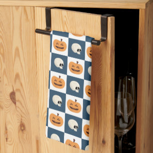 Skulls and Pumpkins Tea Towel