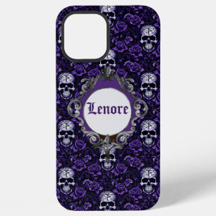 Skulls and Purple Flowers iPhone 12 Pro Max Case