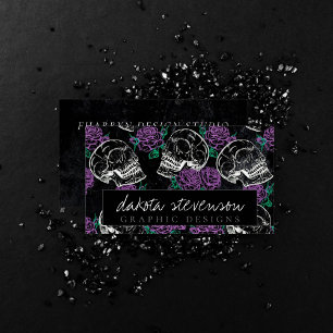 Skulls and Purple Roses Gothic Glam Branding Business Card