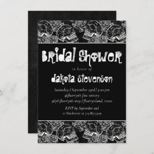 Skulls and Red Roses   Modern Gothic Bridal Shower Invitation