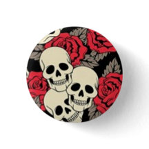 Skulls and Roses Button