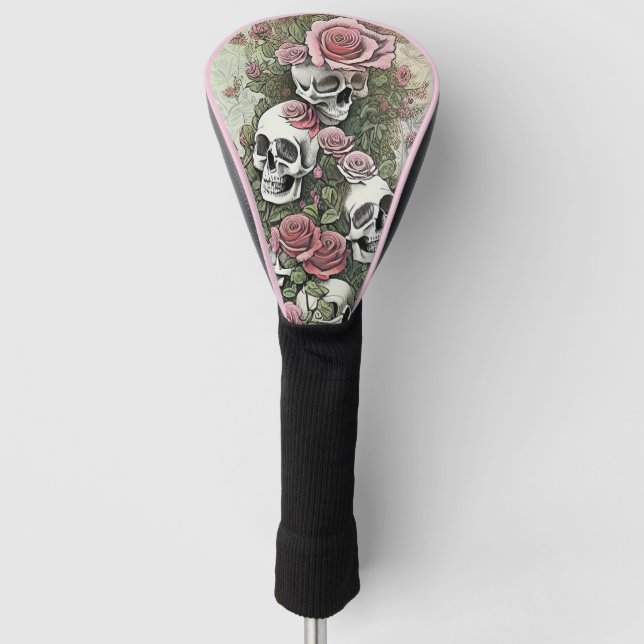Skulls and Roses Golf Head Cover (Front)
