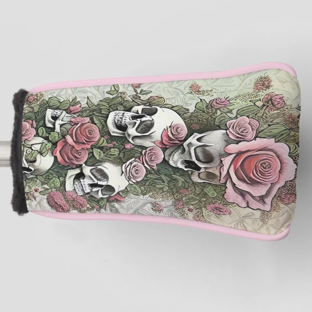 Skulls and Roses Golf Head Cover (Front)