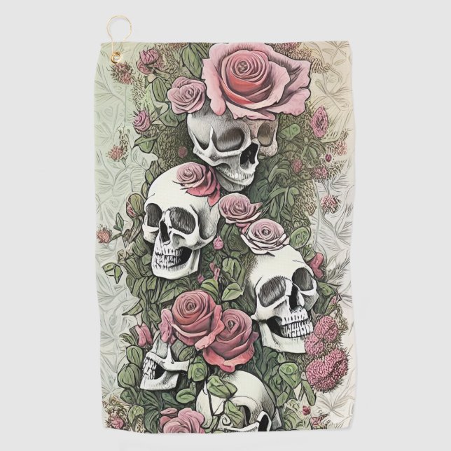 Skulls and Roses Golf Towel (Front)