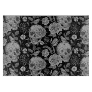 Skulls and Roses Gothic Cutting Board