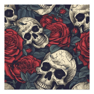 Skulls and roses  photo print