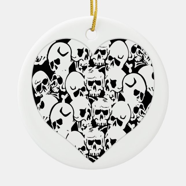 Skulls and Skulls Black Ceramic Tree Decoration (Front)