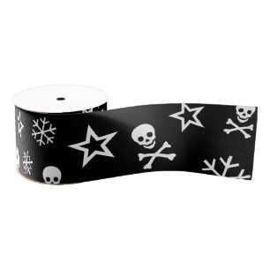 Skulls and Snowflakes Grosgrain Ribbon