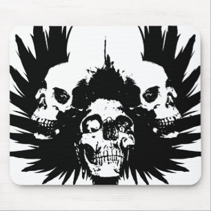 Skulls and Wing - Black Mouse Pad