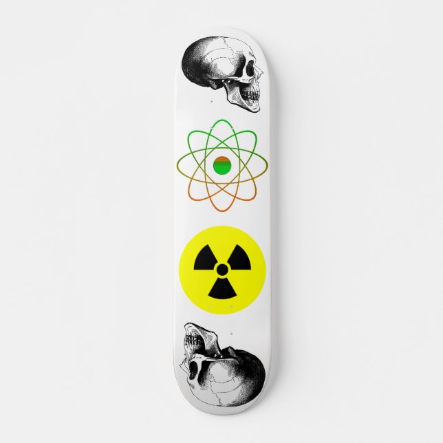 Skulls Atom Radiation Sign Skateboard (Front)