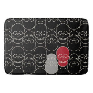Skulls - Bat Black and Bone White Bath Mat