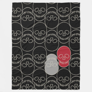 Skulls - Bat Black and Bone White Fleece Blanket