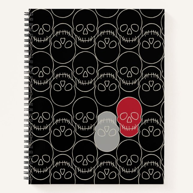 Skulls - Bat Black and Bone White Notebook (Front)