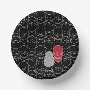 Skulls - Bat Black and Bone White Paper Plate