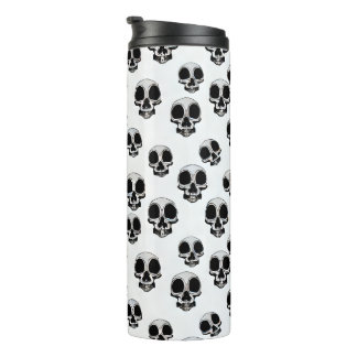 Skulls Black And White Pattern thermal tumbler