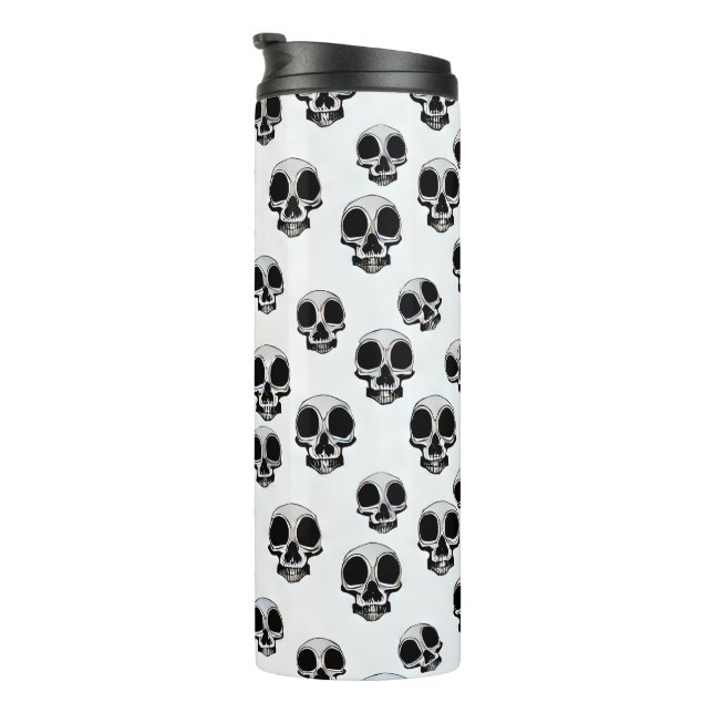 Skulls Black And White Pattern thermal tumbler (Rotated Right)