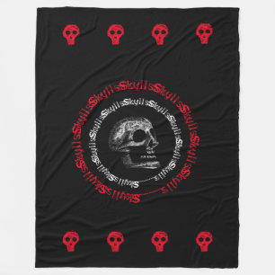 Skulls Black & White/Grey/Red Fleece Blanket