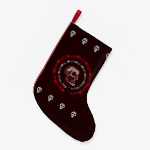 Skulls Black & White/Grey/Red Style 2 Small Christmas Stocking