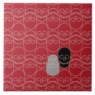 Skulls - Blood Red and Bone White Ceramic Tile