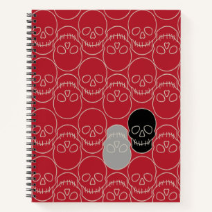  Skulls - Blood Red and Bone White Notebook