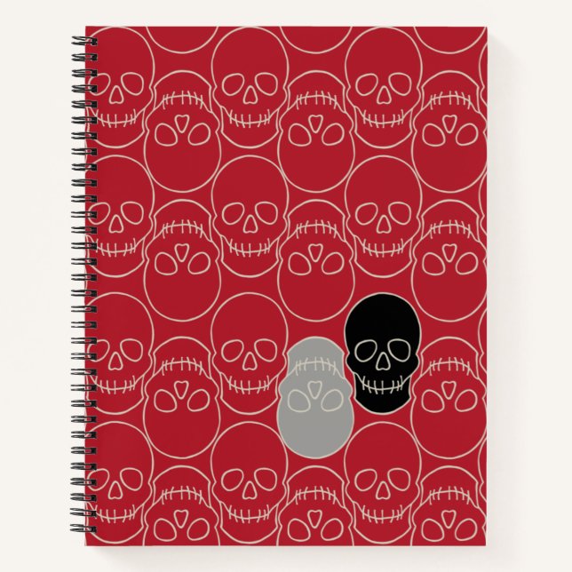  Skulls - Blood Red and Bone White Notebook (Front)