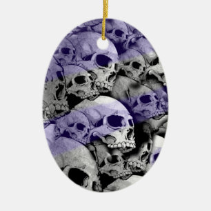 Skulls (blue highlights) ceramic tree decoration